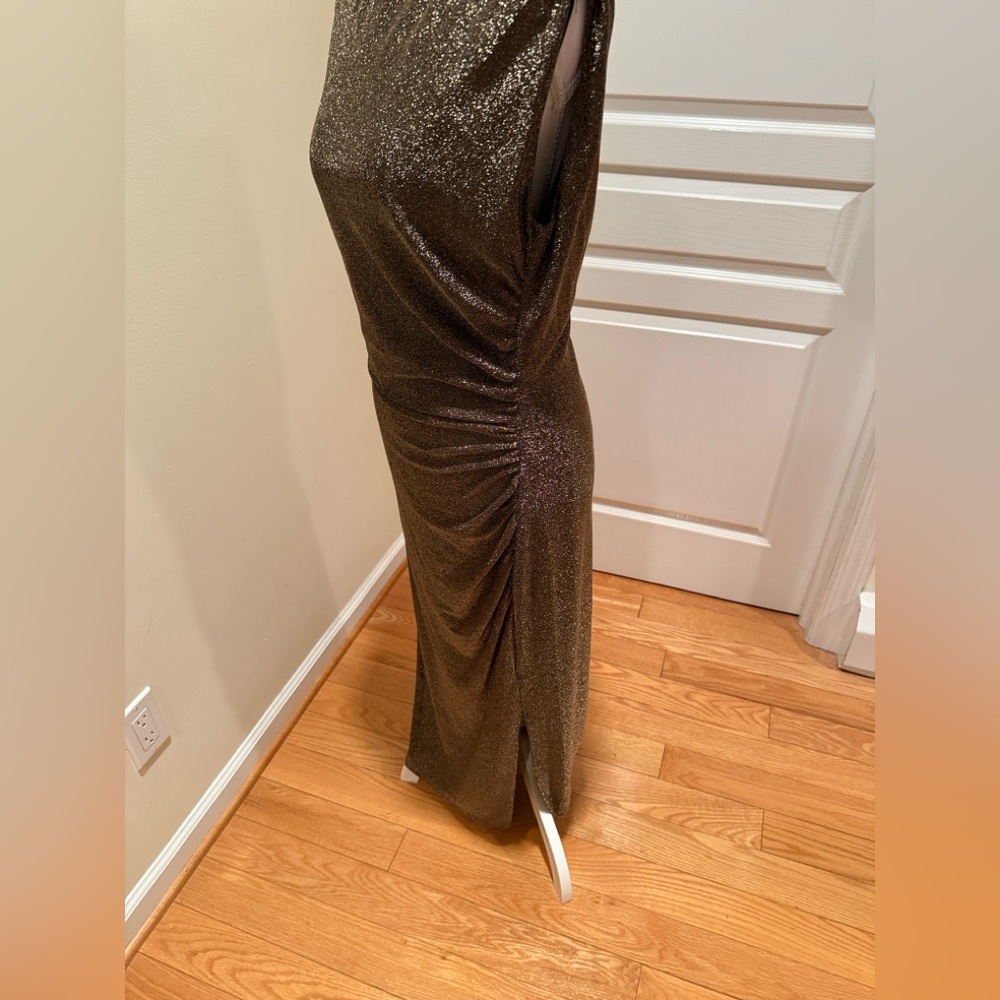 Anne Klein Shimmering BlackGold  Maxi Dress NWT